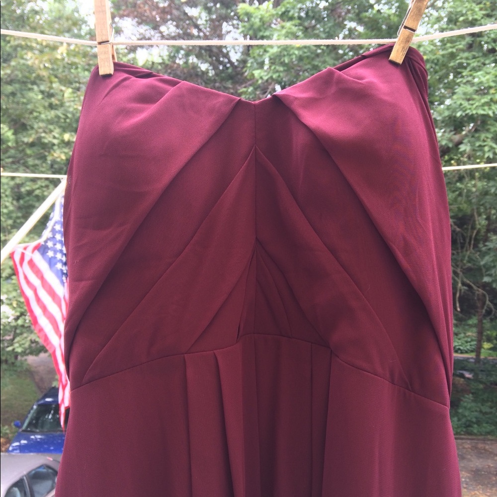 Long Bridesmaid Dress // Bill Levkoff // Wine